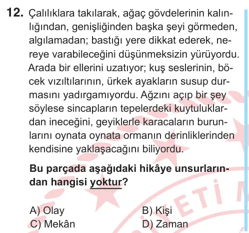 8. Sınıf Türkçe 2026 İOKBS Bursluluk Sınavı 12. Soru görseli