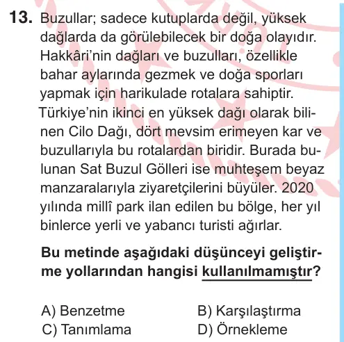 8. Sınıf Türkçe 2026 İOKBS Bursluluk Sınavı 13. Soru görseli