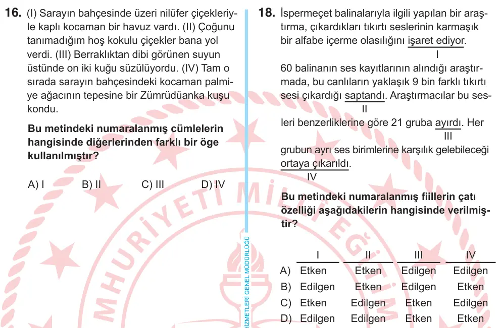 8. Sınıf Türkçe 2026 İOKBS Bursluluk Sınavı 18. Soru görseli