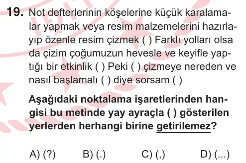 8. Sınıf Türkçe 2026 İOKBS Bursluluk Sınavı 19. Soru görseli