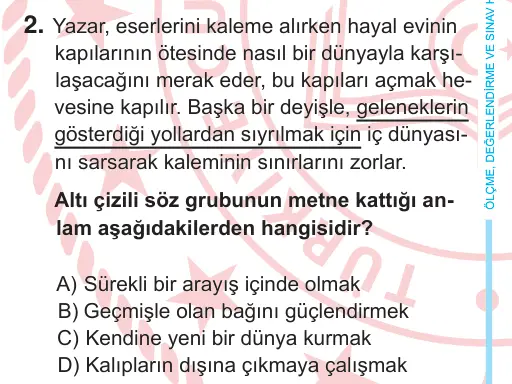 8. Sınıf Türkçe 2026 İOKBS Bursluluk Sınavı 2. Soru görseli