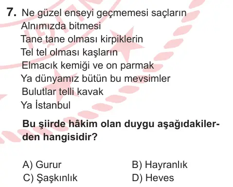 8. Sınıf Türkçe 2026 İOKBS Bursluluk Sınavı 7. Soru görseli