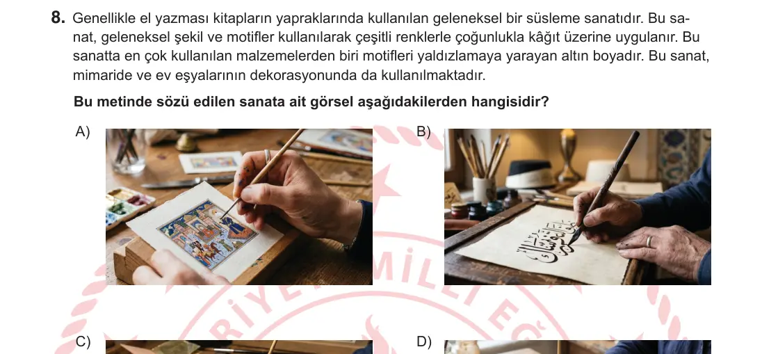 9, 10. Sınıf Türk Dili ve Edebiyatı 2026 İOKBS Bursluluk Sınavı 8. Soru görseli