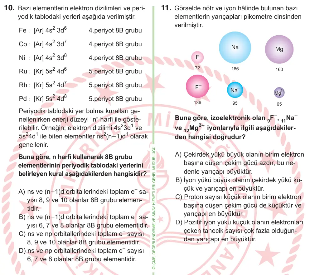 9, 10. Sınıf Fen Bilimleri 2026 İOKBS Bursluluk Sınavı 10. Soru görseli
