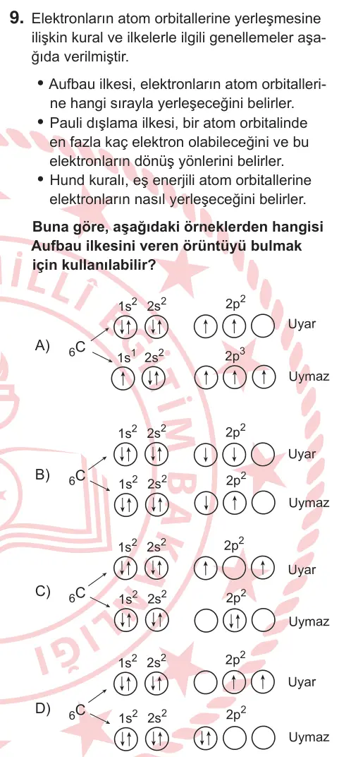 9, 10. Sınıf Fen Bilimleri 2026 İOKBS Bursluluk Sınavı 9. Soru görseli