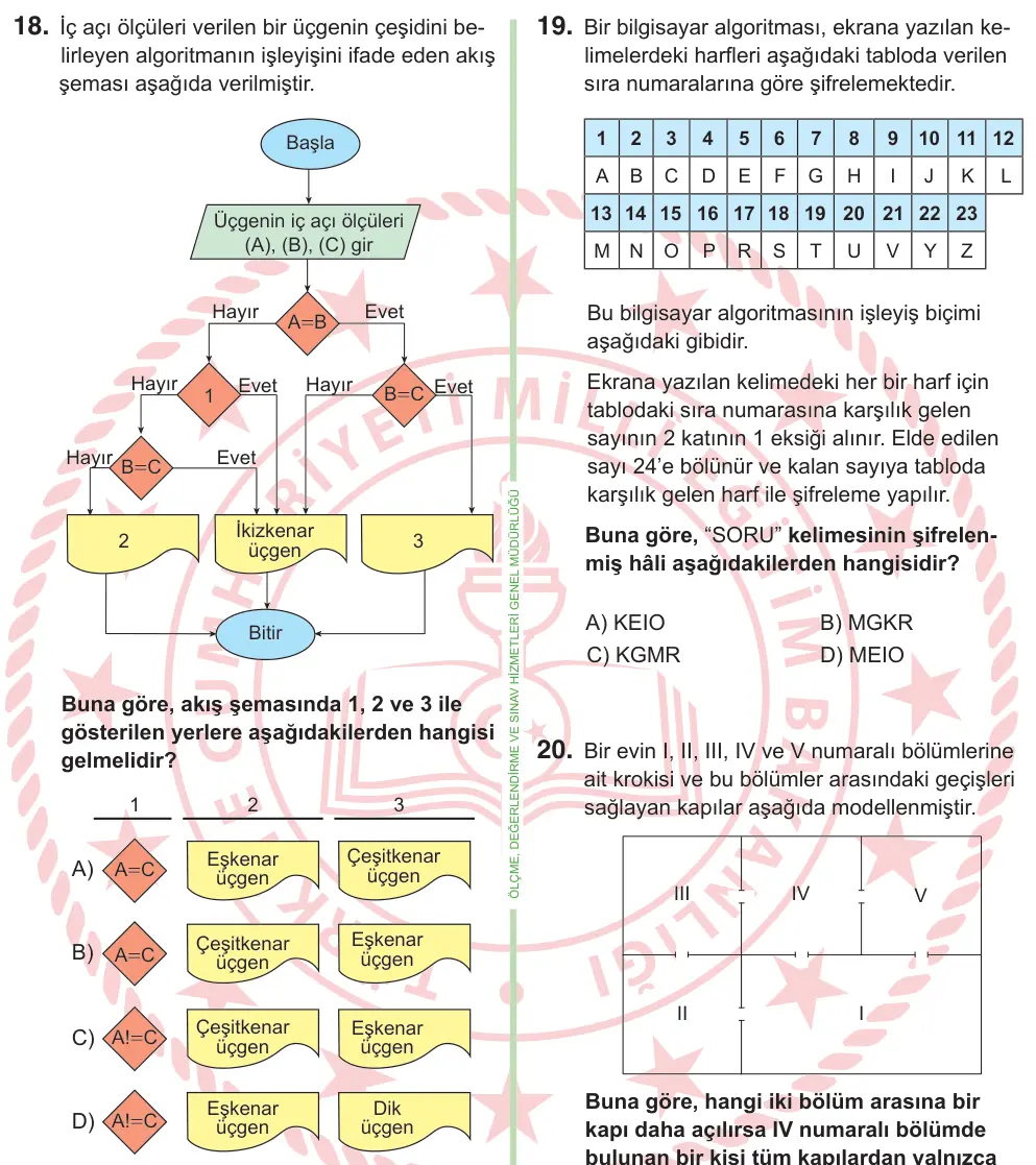 9, 10. Sınıf Matematik 2026 İOKBS Bursluluk Sınavı 18. Soru görseli
