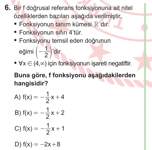 9, 10. Sınıf Matematik 2026 İOKBS Bursluluk Sınavı 6. Soru görseli