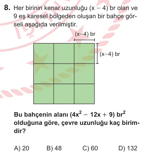 9, 10. Sınıf Matematik 2026 İOKBS Bursluluk Sınavı 8. Soru görseli