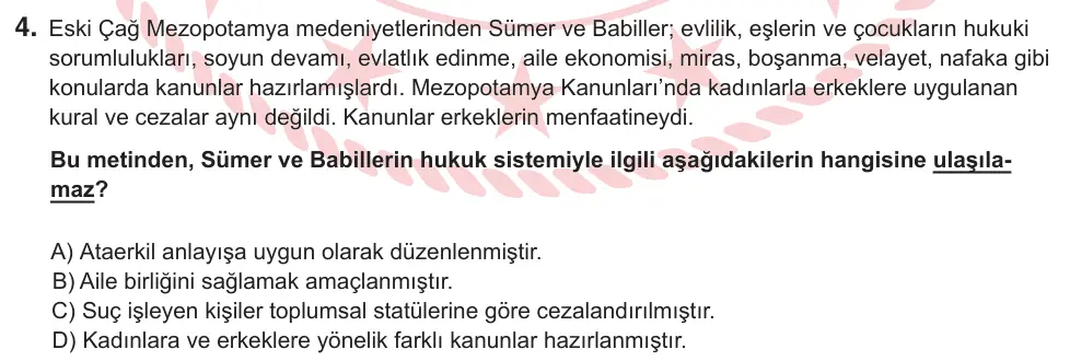 9, 10. Sınıf Sosyal Bilgiler 2026 İOKBS Bursluluk Sınavı 4. Soru görseli (1/2)