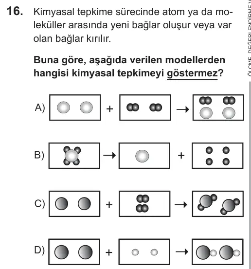 LGS 2018 Sayısal Fen Bilimleri 16. Soru görseli