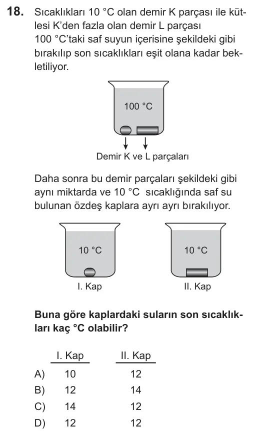 LGS 2018 Sayısal Fen Bilimleri 18. Soru görseli