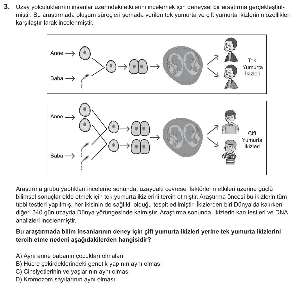 LGS 2018 Sayısal Fen Bilimleri 3. Soru görseli