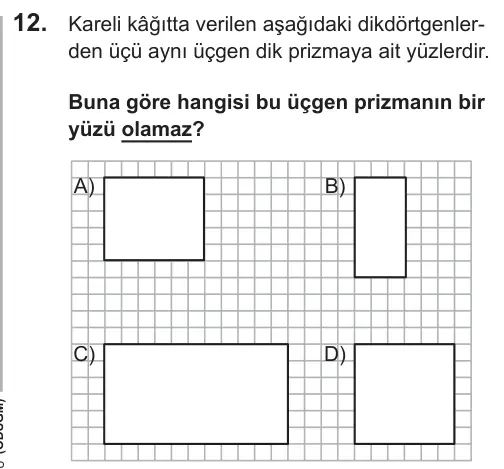 LGS 2018 Sayısal Matematik 12. Soru görseli