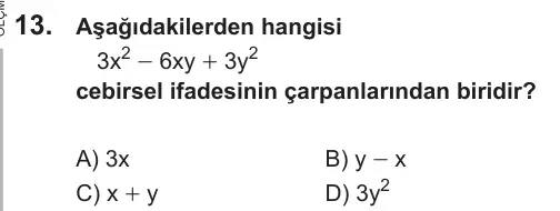 LGS 2018 Sayısal Matematik 13. Soru görseli