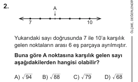 LGS 2018 Sayısal Matematik 2. Soru görseli