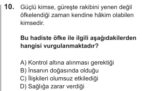 LGS 2018 Sözel Din Kültürü ve Ahlak Bilgisi 10. Soru görseli