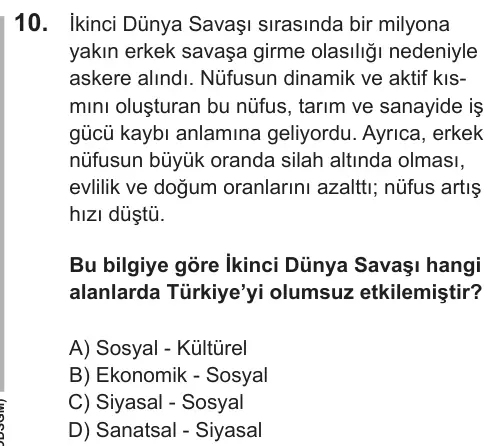 LGS 2018 Sözel T.C. İnkılap Tarihi ve Atatürkçülük 10. Soru görseli
