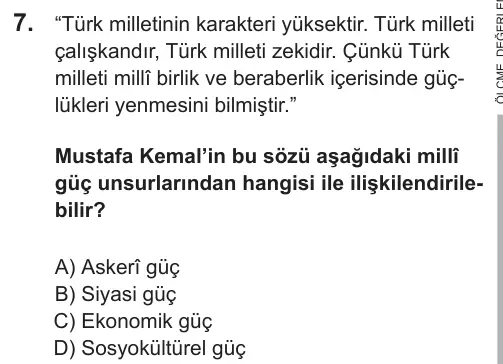 LGS 2018 Sözel T.C. İnkılap Tarihi ve Atatürkçülük 7. Soru görseli