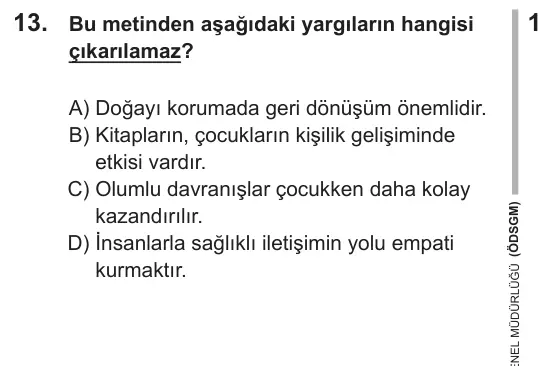 LGS 2018 Sözel Türkçe 13. Soru görseli
