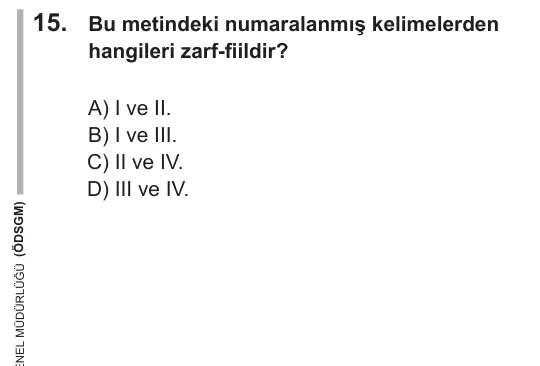 LGS 2018 Sözel Türkçe 15. Soru görseli