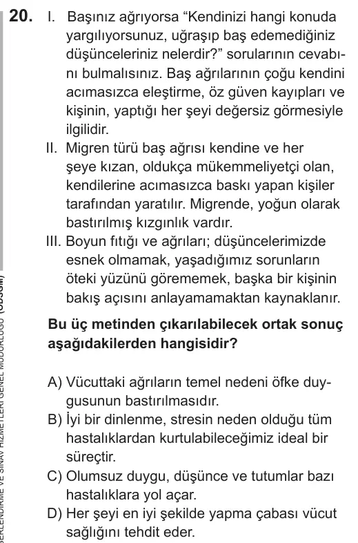 LGS 2018 Sözel Türkçe 20. Soru görseli