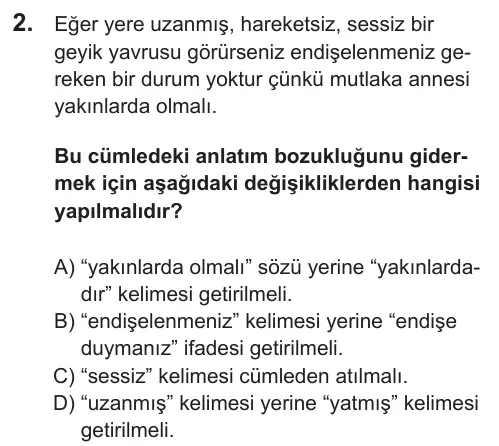 LGS 2018 Sözel Türkçe 2. Soru görseli