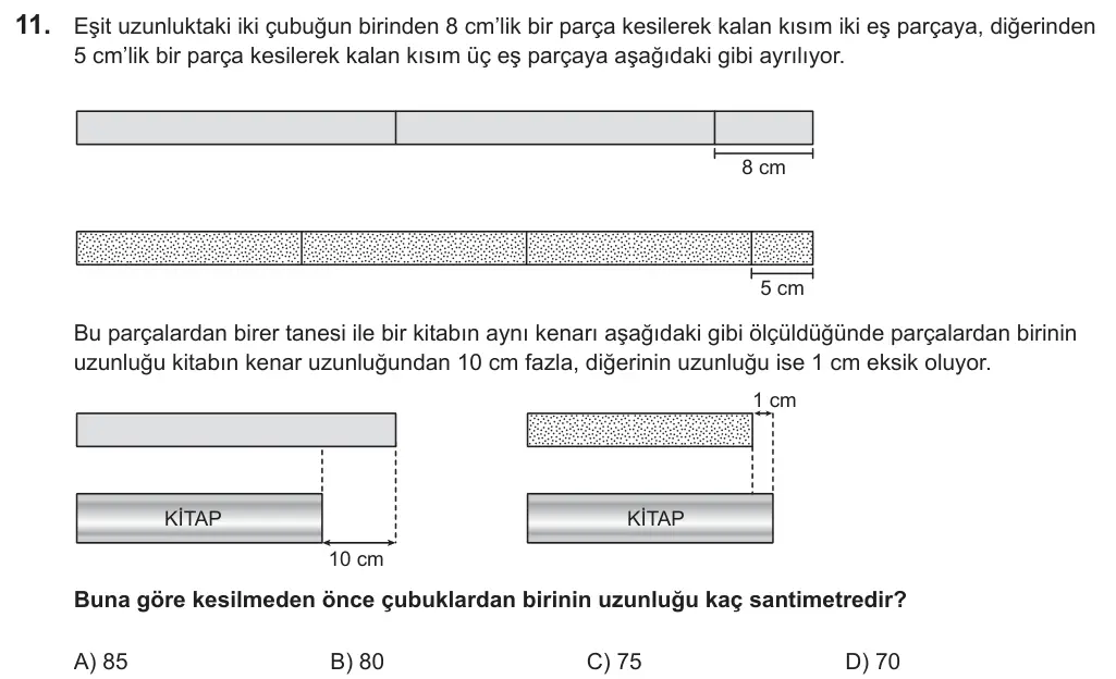 LGS 2019 Sayısal Matematik 11. Soru görseli