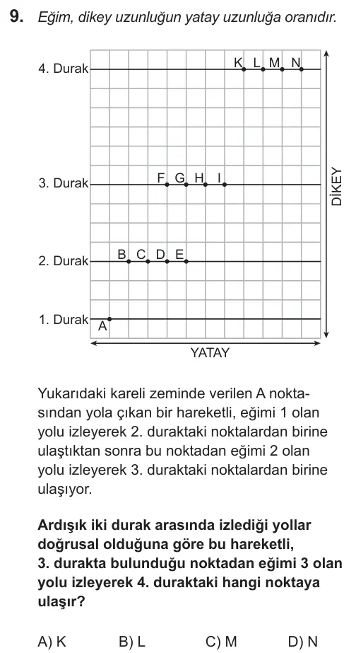 LGS 2019 Sayısal Matematik 9. Soru görseli