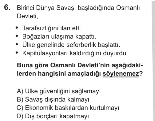 LGS 2019 Sözel T.C. İnkılap Tarihi ve Atatürkçülük 6. Soru görseli