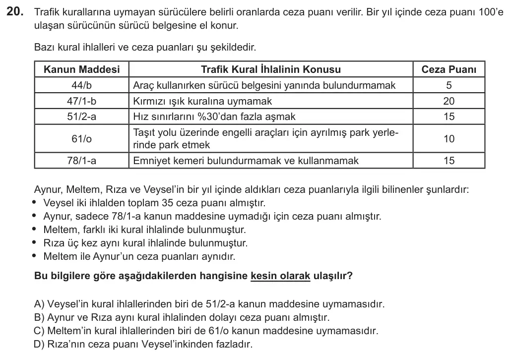 LGS 2019 Sözel Türkçe 20. Soru görseli