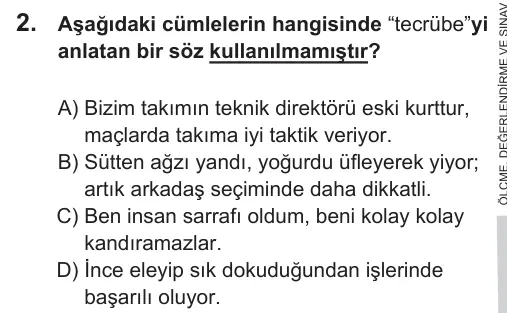 LGS 2019 Sözel Türkçe 2. Soru görseli