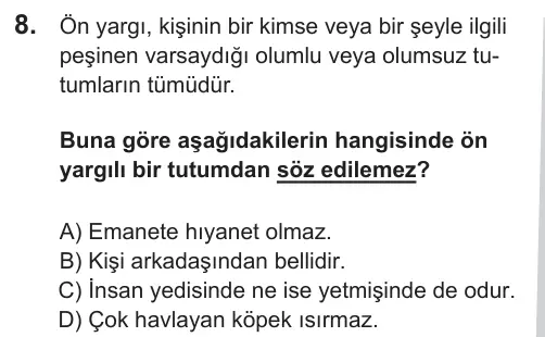 LGS 2019 Sözel Türkçe 8. Soru görseli