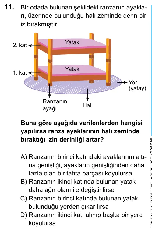 LGS 2020 Sayısal Fen Bilimleri 11. Soru görseli