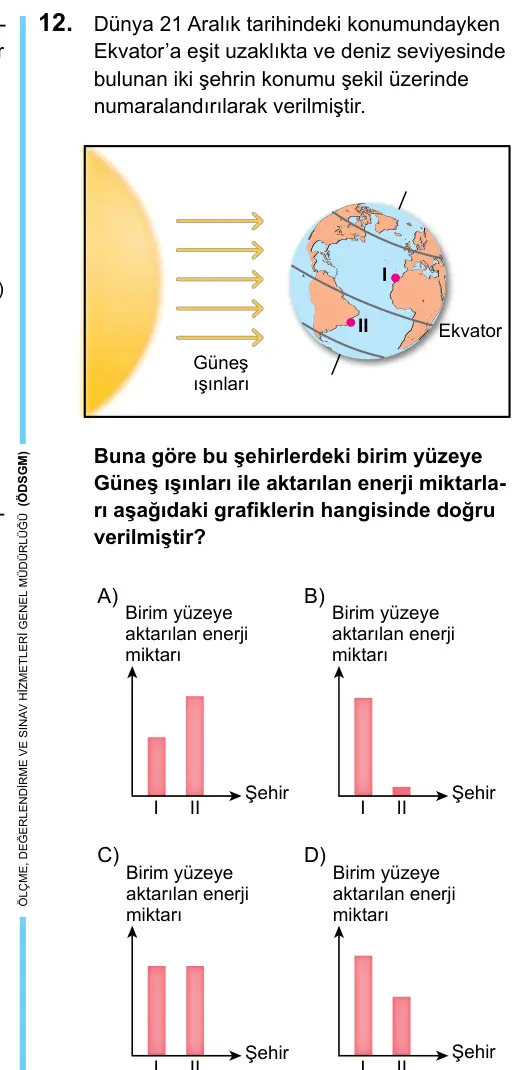 LGS 2020 Sayısal Fen Bilimleri 12. Soru görseli