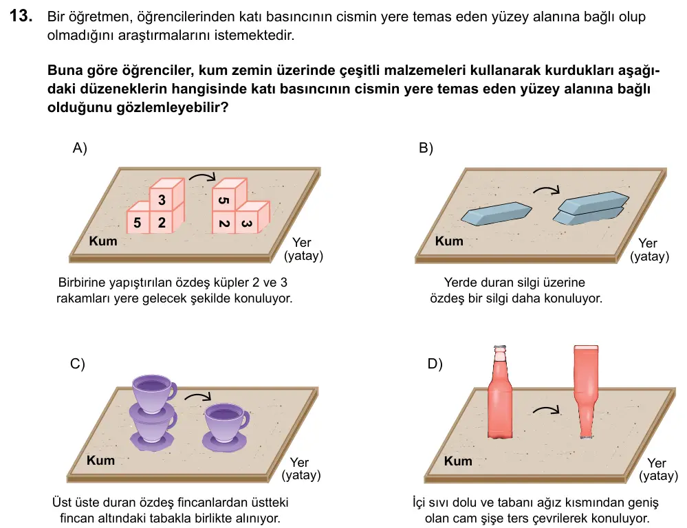 LGS 2020 Sayısal Fen Bilimleri 13. Soru görseli