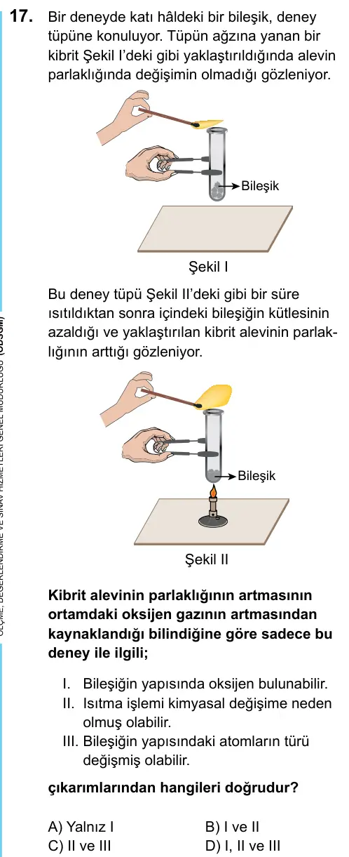 LGS 2020 Sayısal Fen Bilimleri 17. Soru görseli