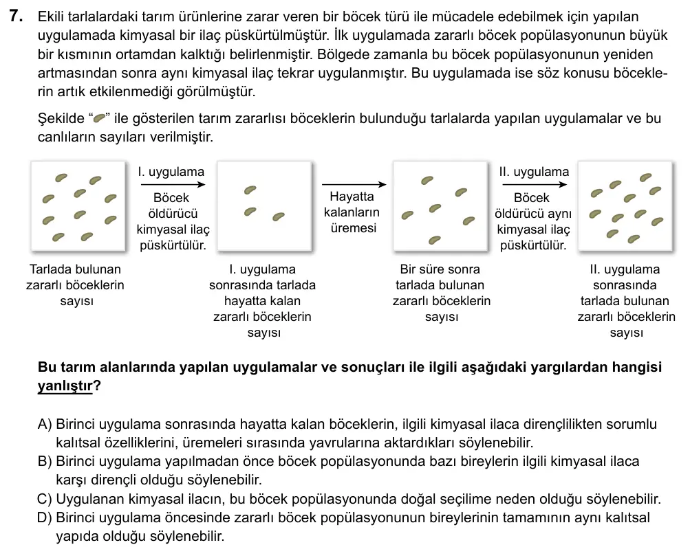 LGS 2020 Sayısal Fen Bilimleri 7. Soru görseli