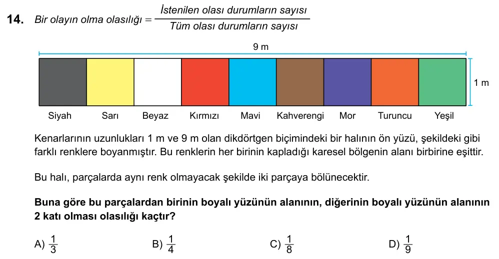 LGS 2020 Sayısal Matematik 14. Soru görseli