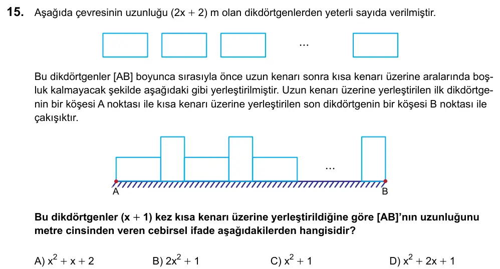 LGS 2020 Sayısal Matematik 15. Soru görseli