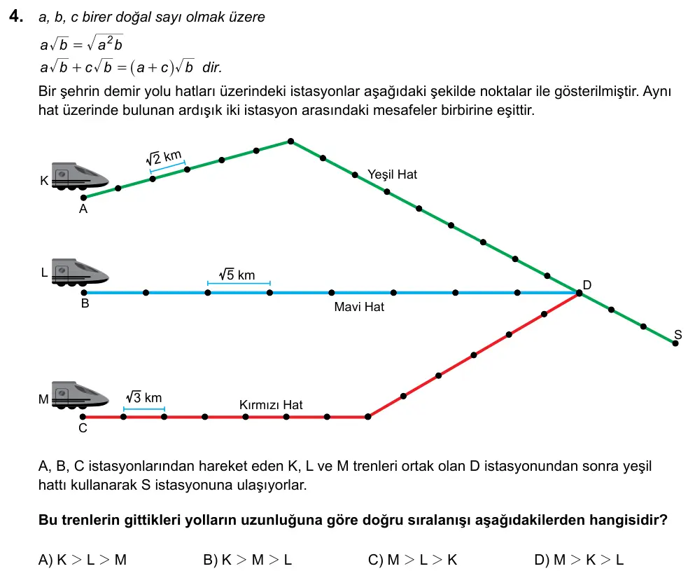 LGS 2020 Sayısal Matematik 4. Soru görseli