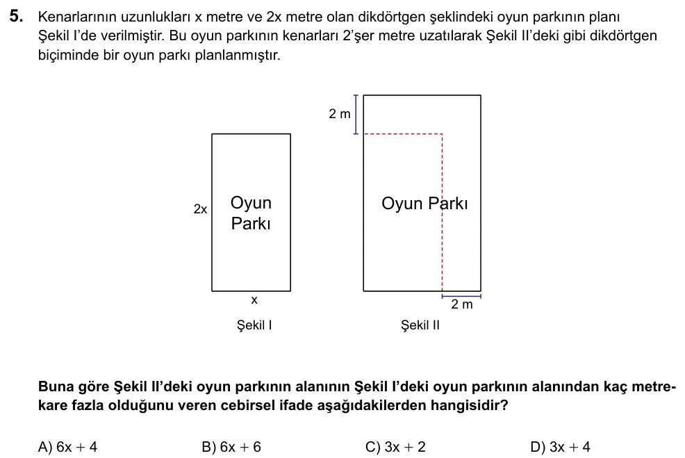 LGS 2020 Sayısal Matematik 5. Soru görseli
