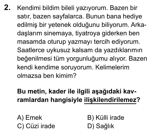 LGS 2020 Sözel Din Kültürü ve Ahlak Bilgisi 2. Soru görseli