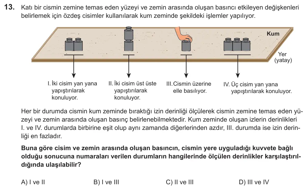 LGS 2021 Sayısal Fen Bilimleri 13. Soru görseli
