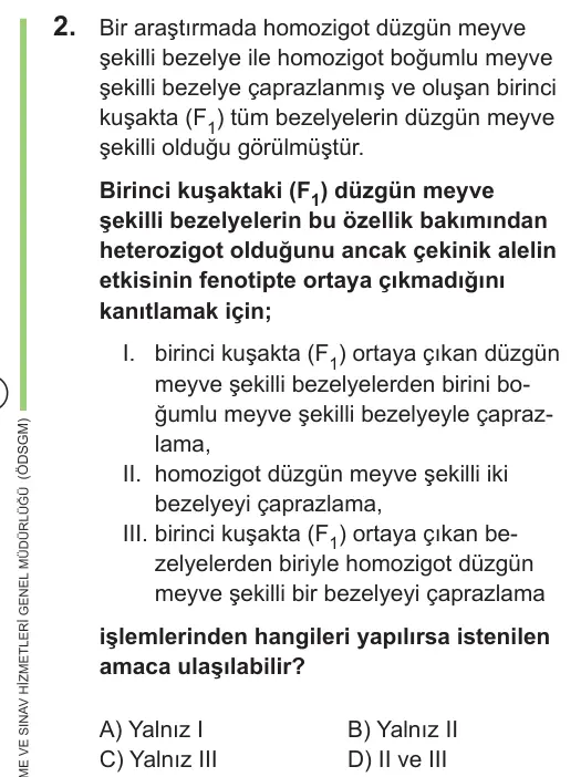LGS 2021 Sayısal Fen Bilimleri 2. Soru görseli