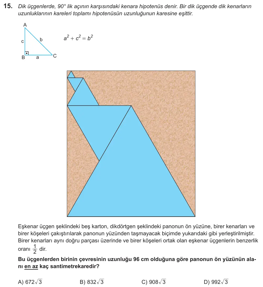 LGS 2021 Sayısal Matematik 15. Soru görseli