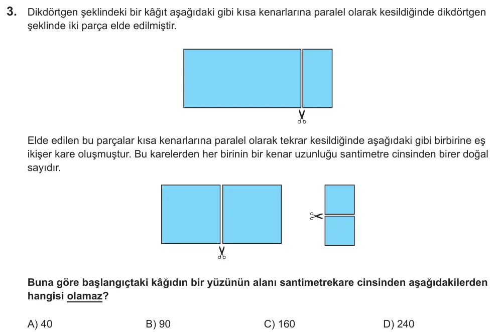 LGS 2021 Sayısal Matematik 3. Soru görseli