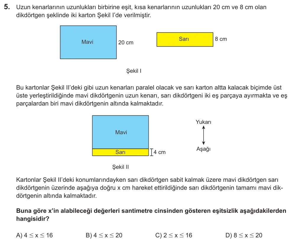 LGS 2021 Sayısal Matematik 5. Soru görseli