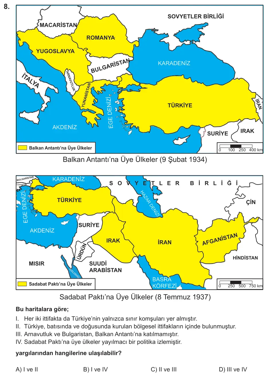 LGS 2021 Sözel T.C. İnkılap Tarihi ve Atatürkçülük 8. Soru görseli