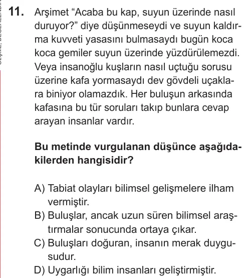 LGS 2021 Sözel Türkçe 11. Soru görseli