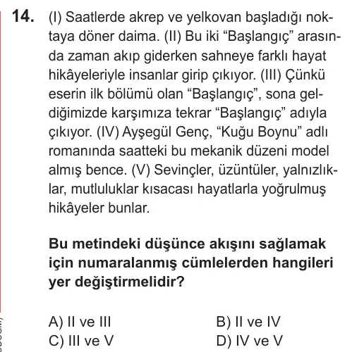 LGS 2021 Sözel Türkçe 14. Soru görseli